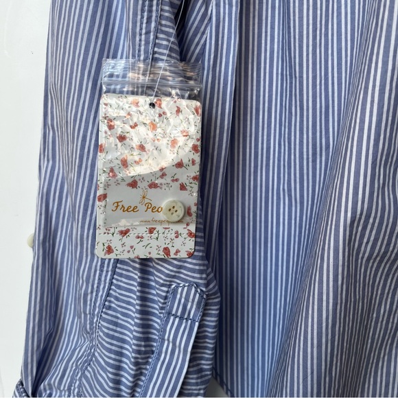 NWT Free People Tie It In A Bow Oversized Striped Button Down Shirt XS - Picture 10 of 13